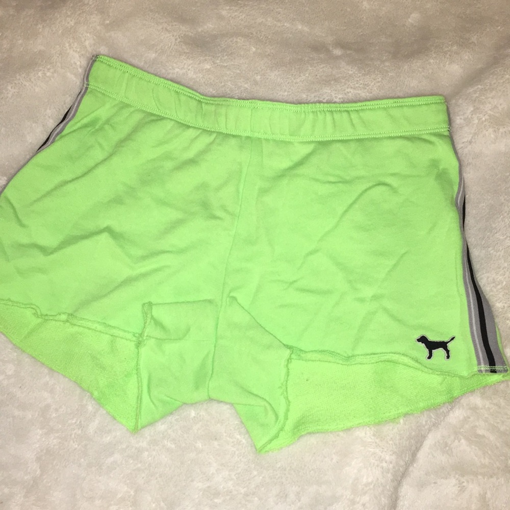 green Pink workout shorts